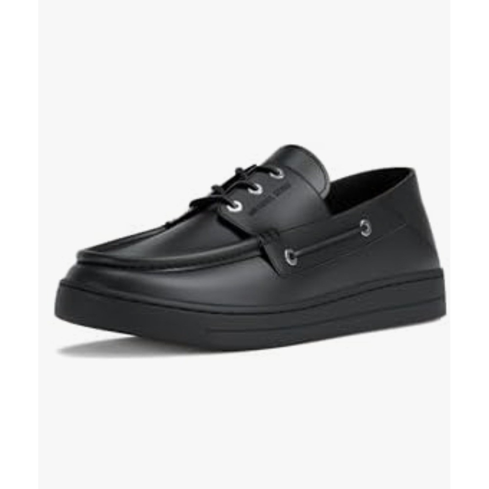 Michael Kors Mens 12 Aidan Leather Boat Shoe Loafers Black Quiet Luxury Preppy